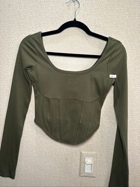NWT Pink Victoria’s Secret corset crop top in olive green